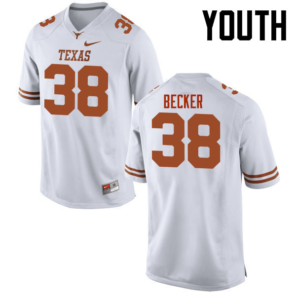 Youth #38 Mitchell Becker Texas Longhorns College Football Jerseys-White